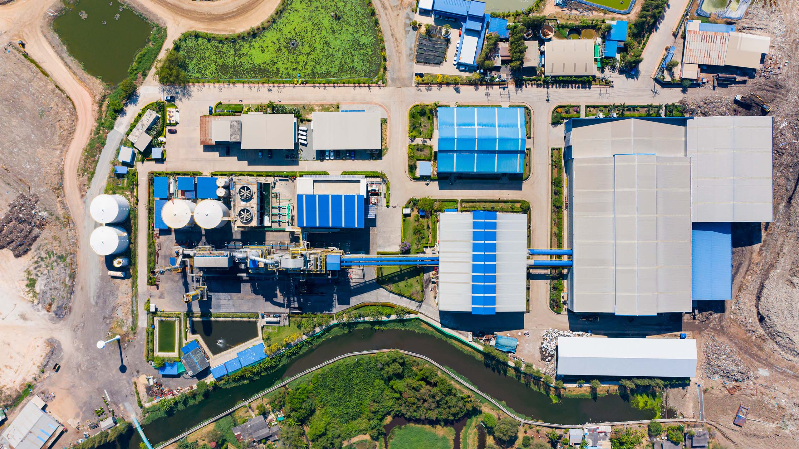 birdseye view of a waste facility